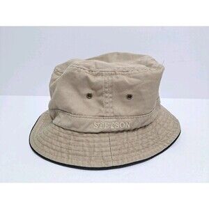Stetson Hat Bucket Boonie Cap Safari Fish 90s Y2k Khaki Beige Tan Vintage Beach